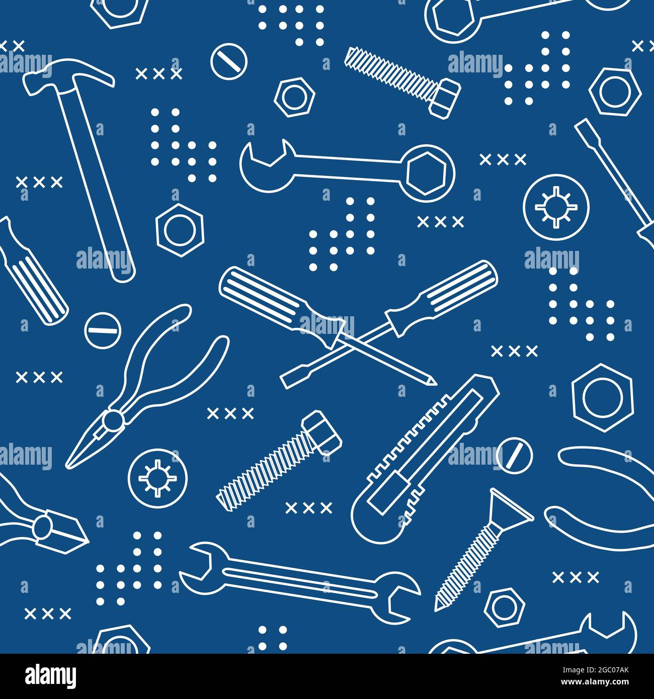 Vector seamless pattern Illustration Construction tools. Repair ...