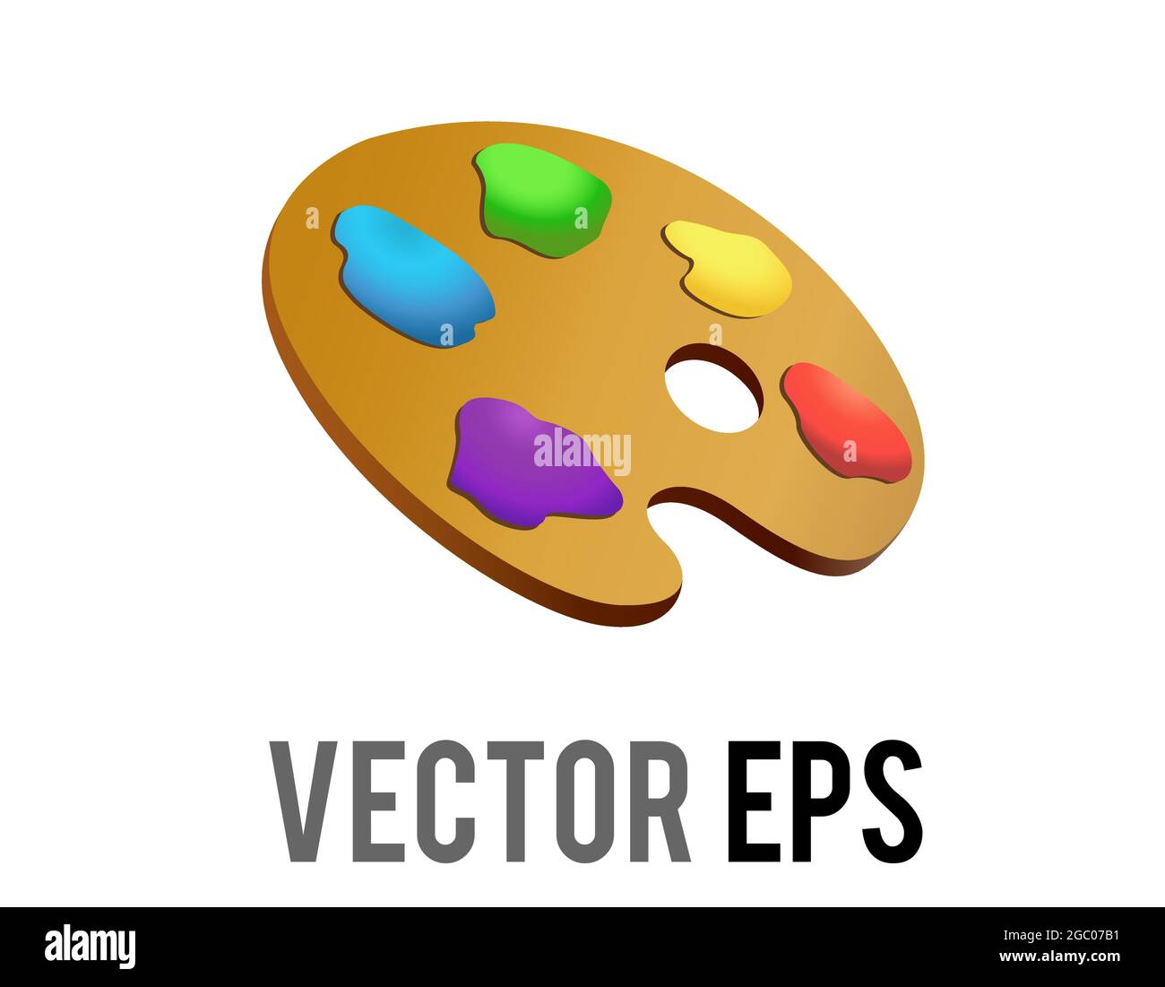 The isolated vector artist palette icon used when painting, to store and mix paint colors Stock Vector