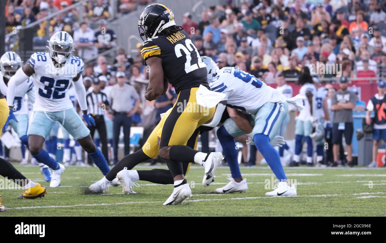 August 5th, 2021: #22 Najee Harris during the Pittsburgh Steelers vs Dallas Cowboys game at Tom Benson Stadium in Canton, OH. Jason Pohuski/CSM Stock Photo