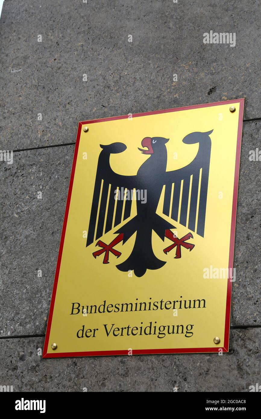 Brass sign at the Federal Ministry of Defence, (Bundesministerium der Verteidigung) in Stauffenbergstrasse Berlin Stock Photo