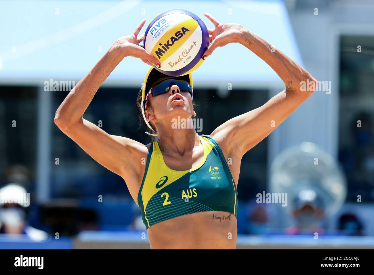 Tokyo, Japan, 6 August, 2021. Taliqua Clancy of Team Australia hits the