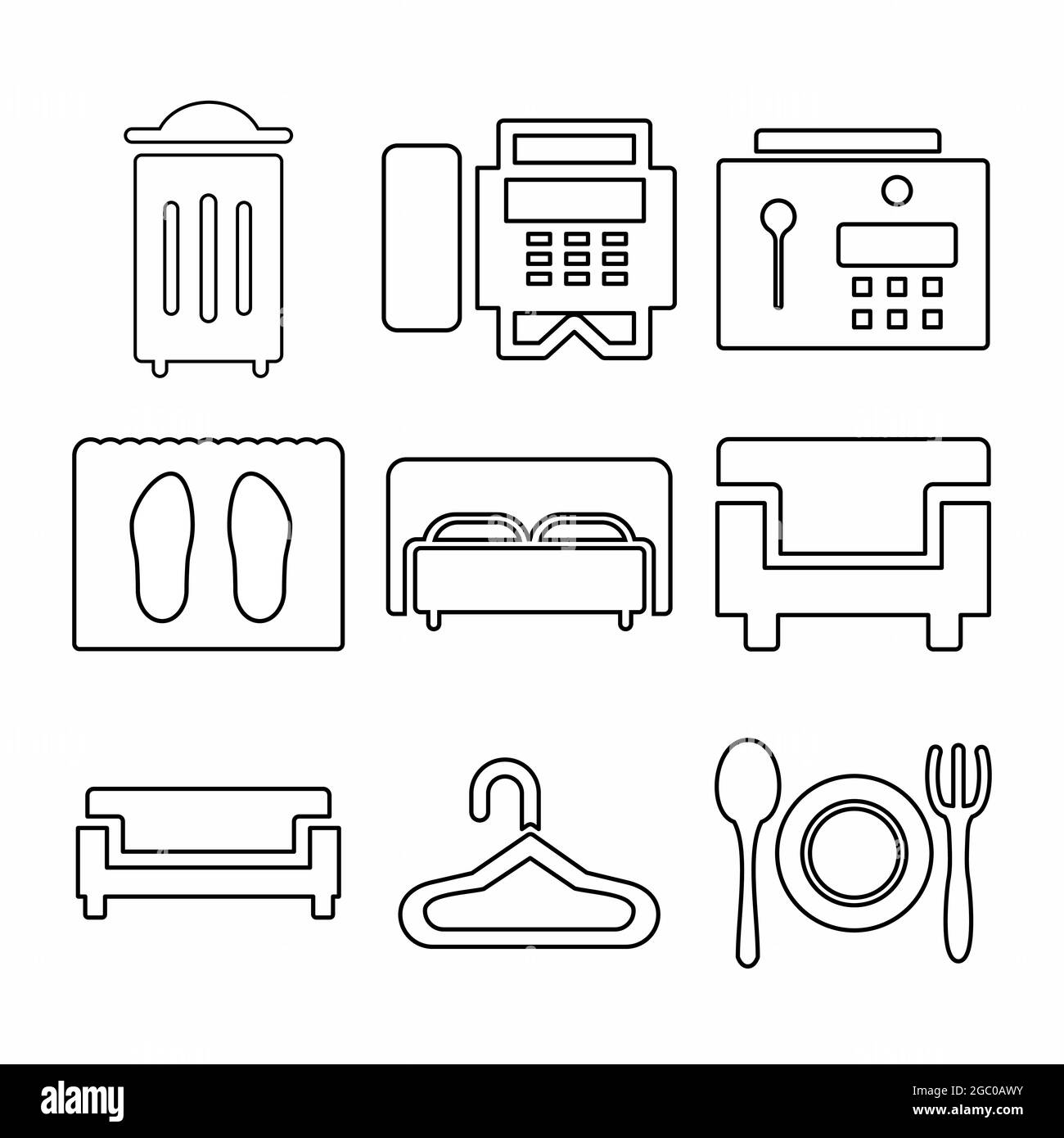 Vector Graphic of Hotel and Restaurant Set Icon Part 4 - Line Style ...