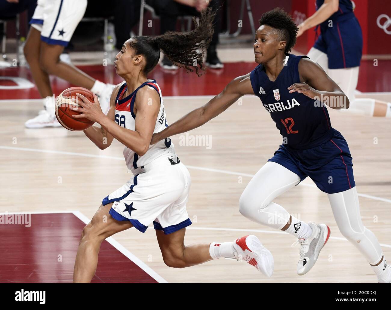 Tokyo, Japan. 06th Aug, 2021. United States' Skylar Diggins (L) is(02)