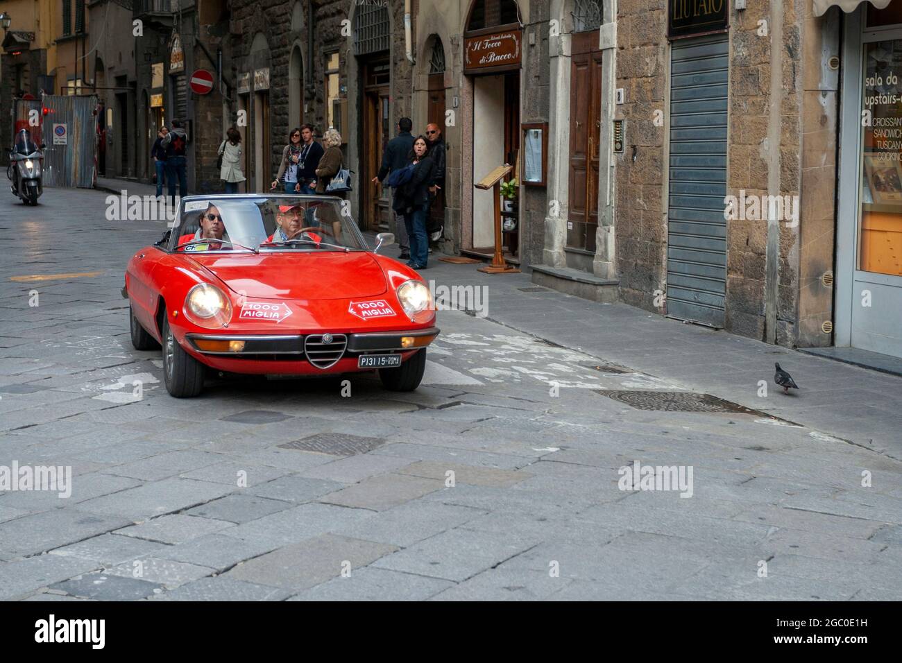 Florence, Italy - May 8, 2010: Alfa Romeo Spider in the rally Mille ...