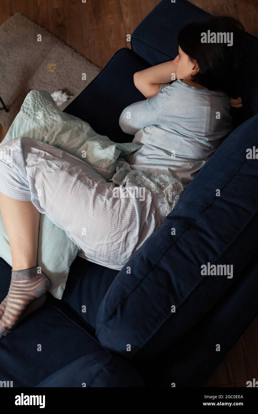 Desperate worried emotionally scared vulnerable woman feeling upset ...