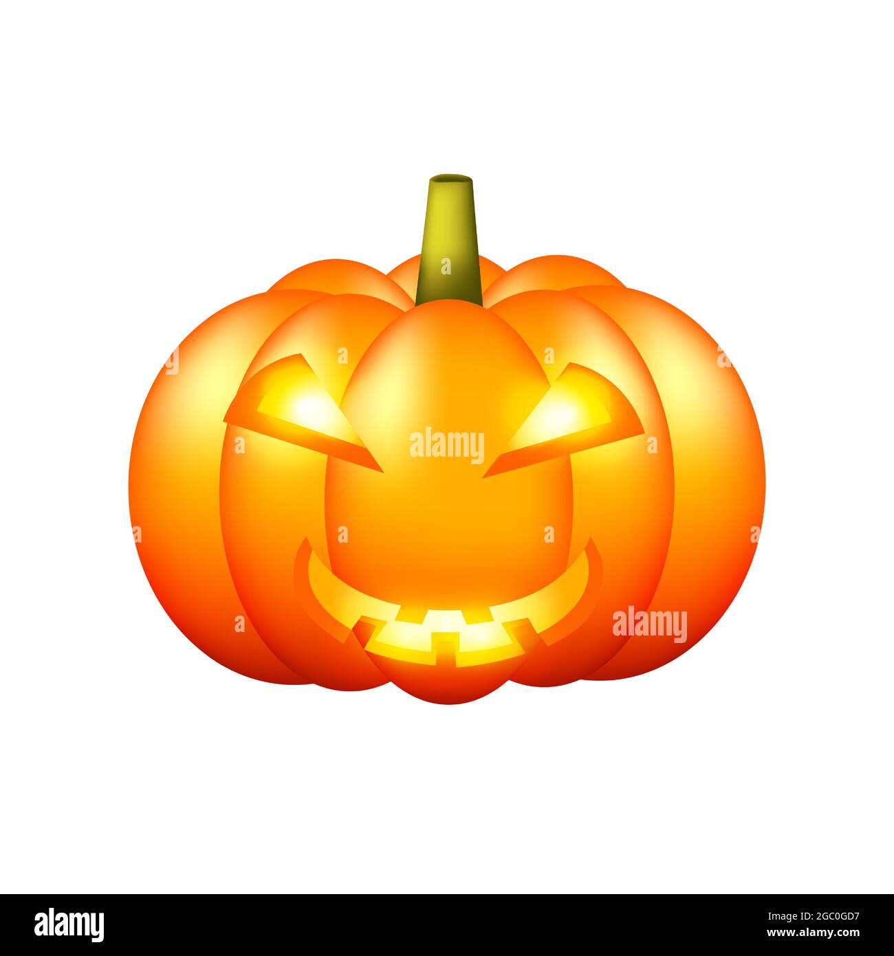 Halloween pumpkin. Carved lantern pumpkin isolated on white background. Stock Vector