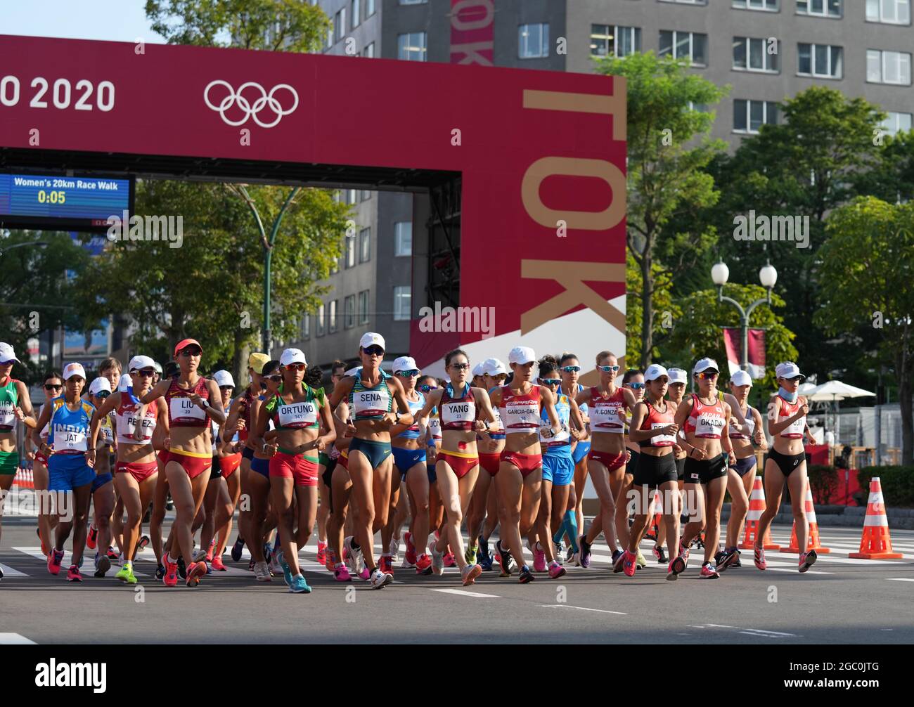 Sapporo, Japan. 6th Aug, 2021. Athletes compete during the women's 20km ...