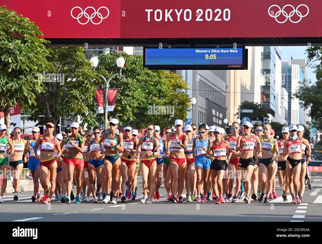 Sapporo, Japan. 6th Aug, 2021. Athletes start during the women's 20km ...