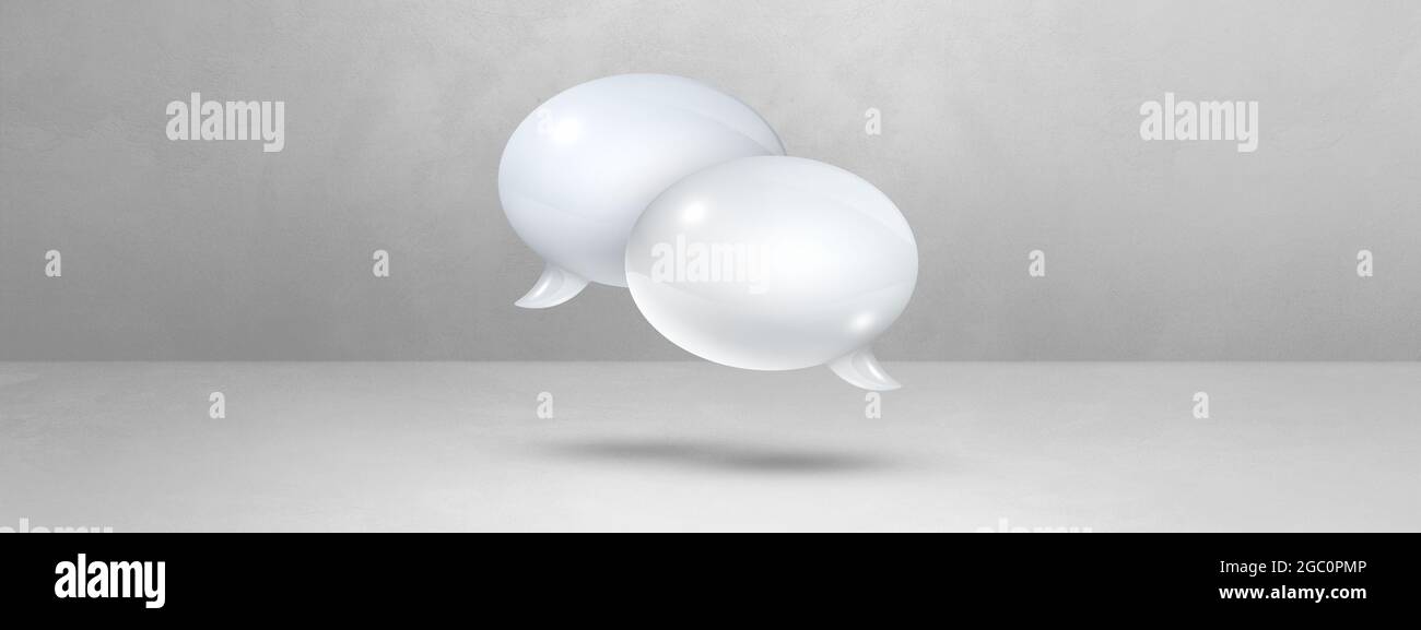 3D white speech bubbles isolated on light grey banner background Stock ...