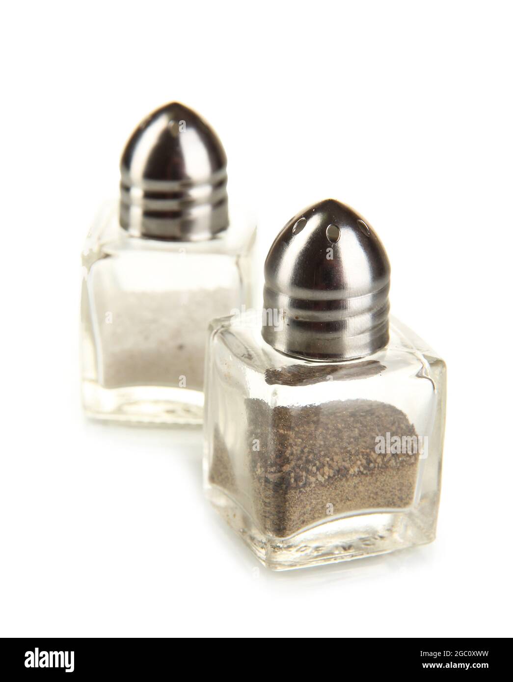Containers for salt and pepper isolated on white Stock Photo Alamy