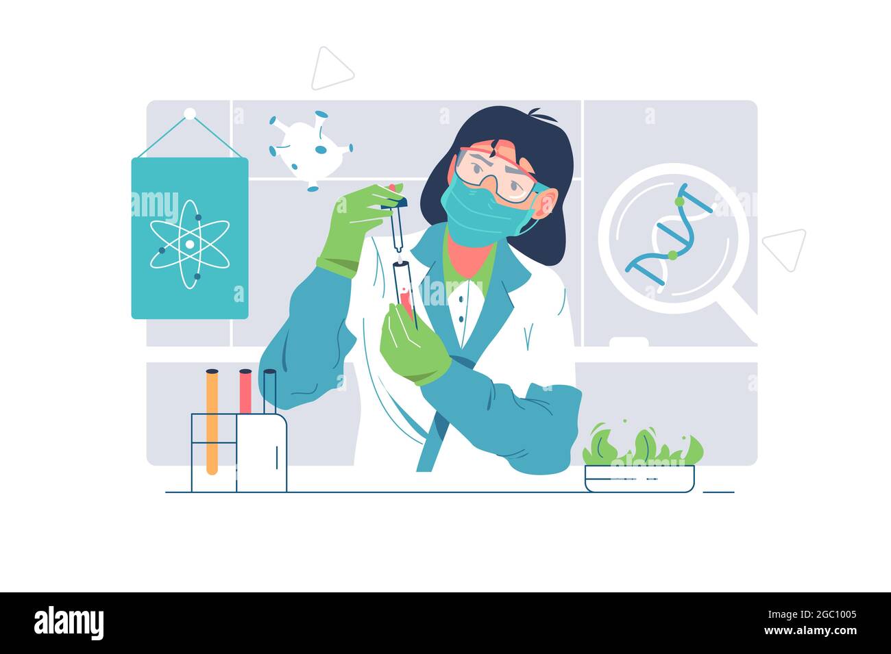 Professional scientist do biological research Stock Vector