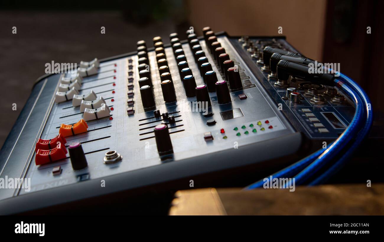 Sound music mixing equipment for creating sound effects Stock Photo Alamy