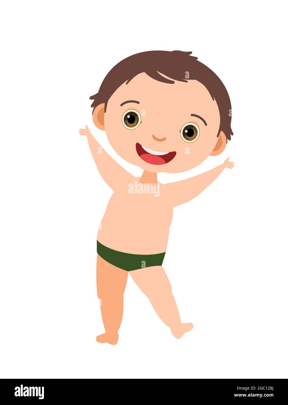 Cheerful boy rejoices. Prepared for water games in the sea, river or pool.  In beachwear. Isolated on white background. Illustration in cartoon style  Stock Vector Image & Art - Alamy