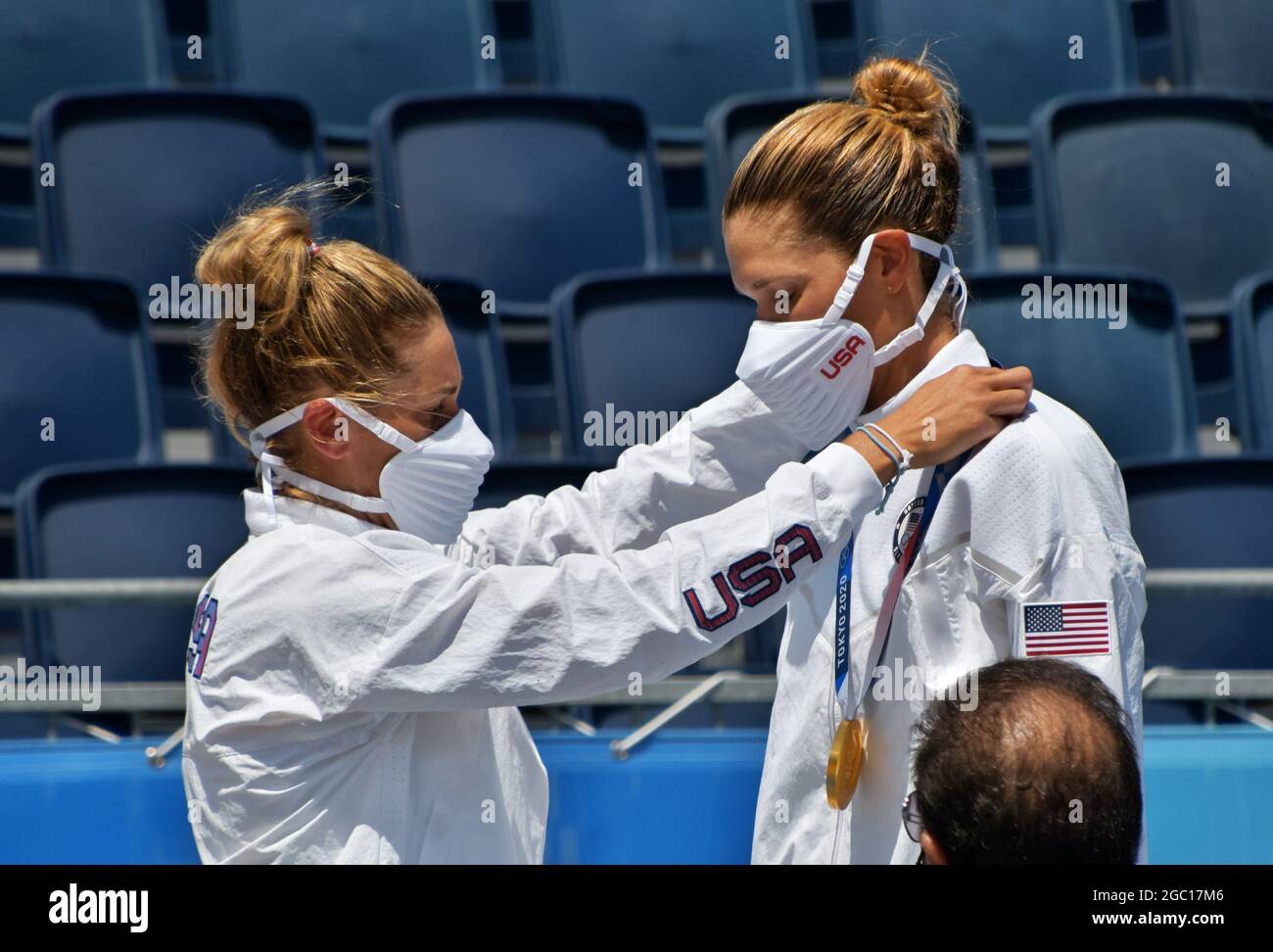 Tokyo, Japan. 06th Aug, 2021. Gold medalist USA's April Ross helps Alix