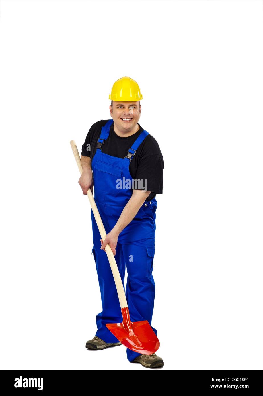 blue collar worker with chovel Stock Photo