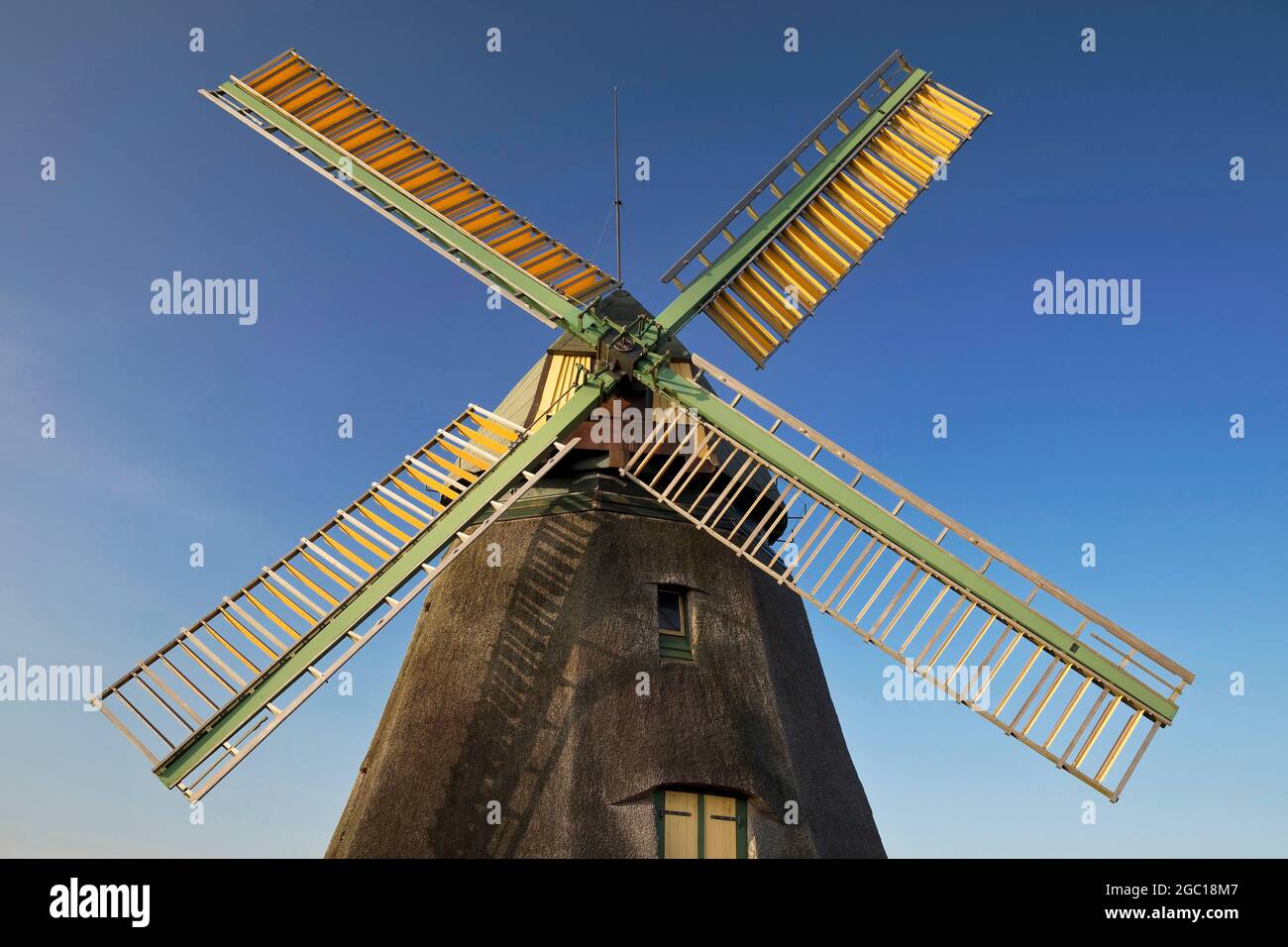 smock mill in Nebel, Germany, Schleswig-Holstein, Northern Frisia, Amrum Stock Photo