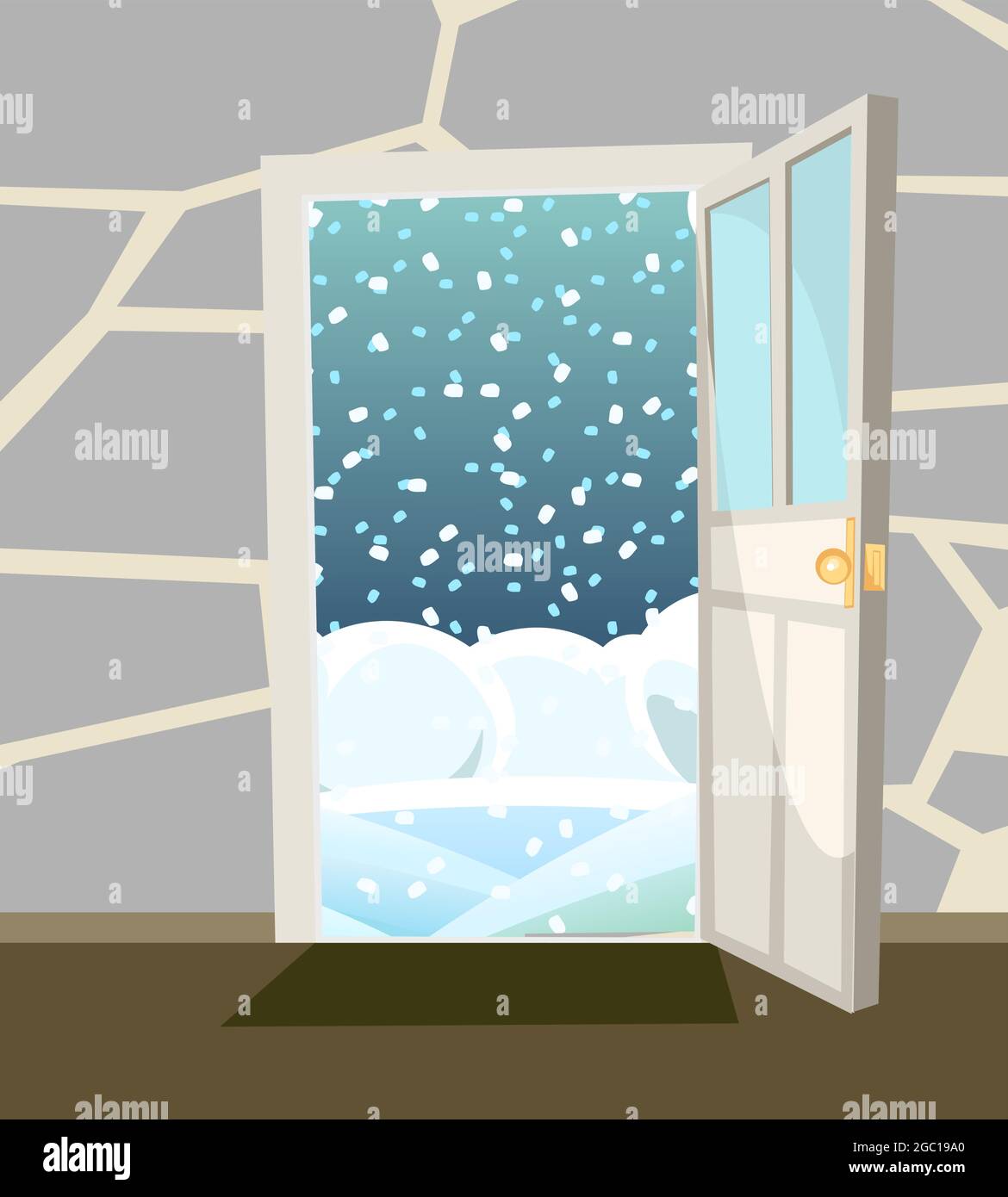 Opened Door Simple And Flat Style Inside View From The Room Of The House Stone Wall Open Cartoon Cute Fairy Tale Design Picture Background Stock Vector Image Art Alamy