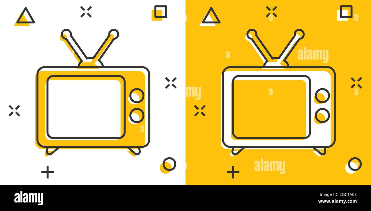 Vector cartoon Tv icon in comic style. Television sign illustration ...
