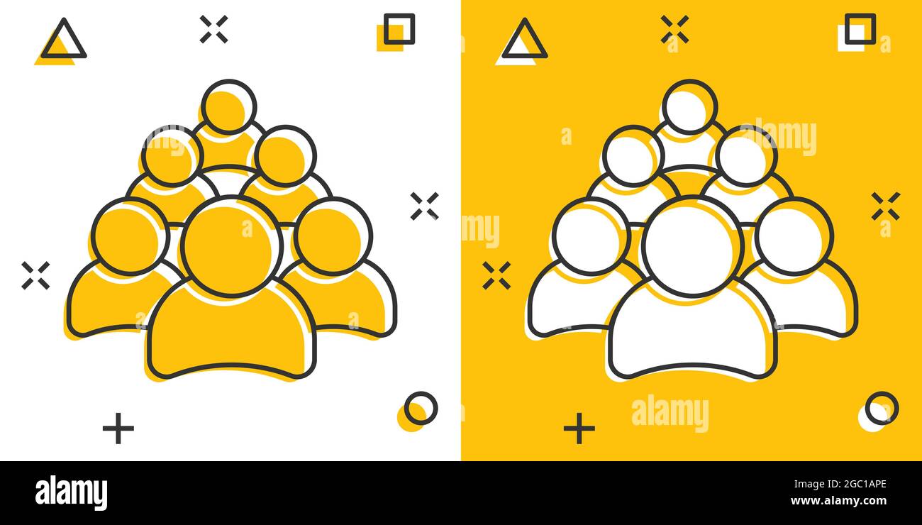 Vector cartoon group of people icon in comic style. Persons sign ...