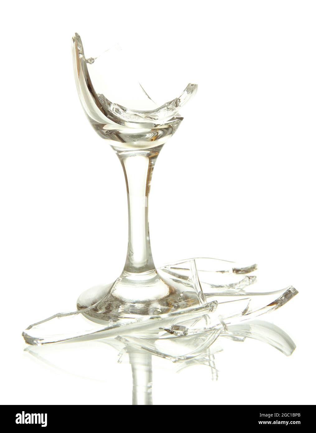 Broken champagne glass isolated on white Stock Photo Alamy