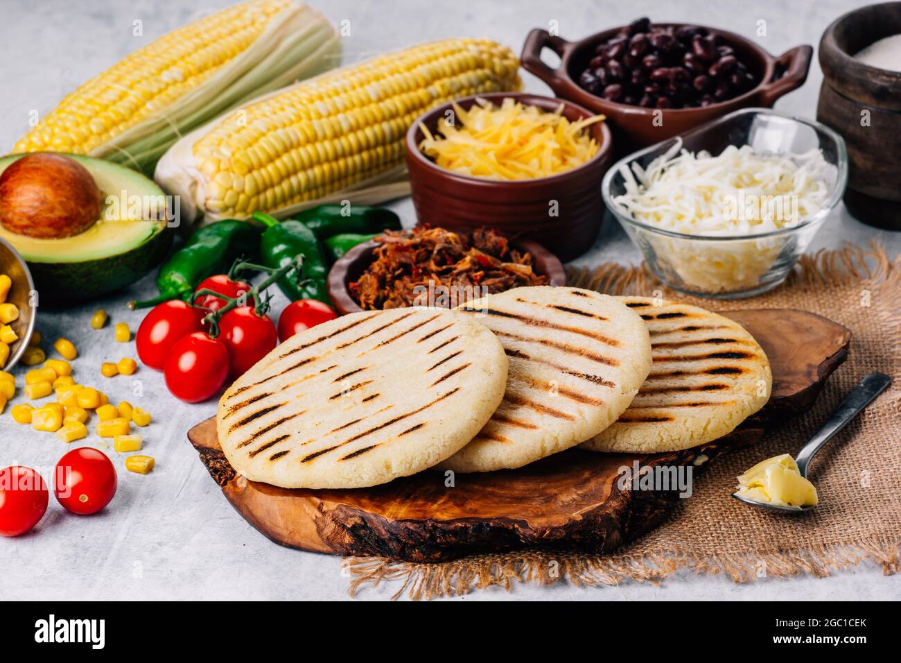 Arepas made with corn flour and cooked in a pan, it is similar to a