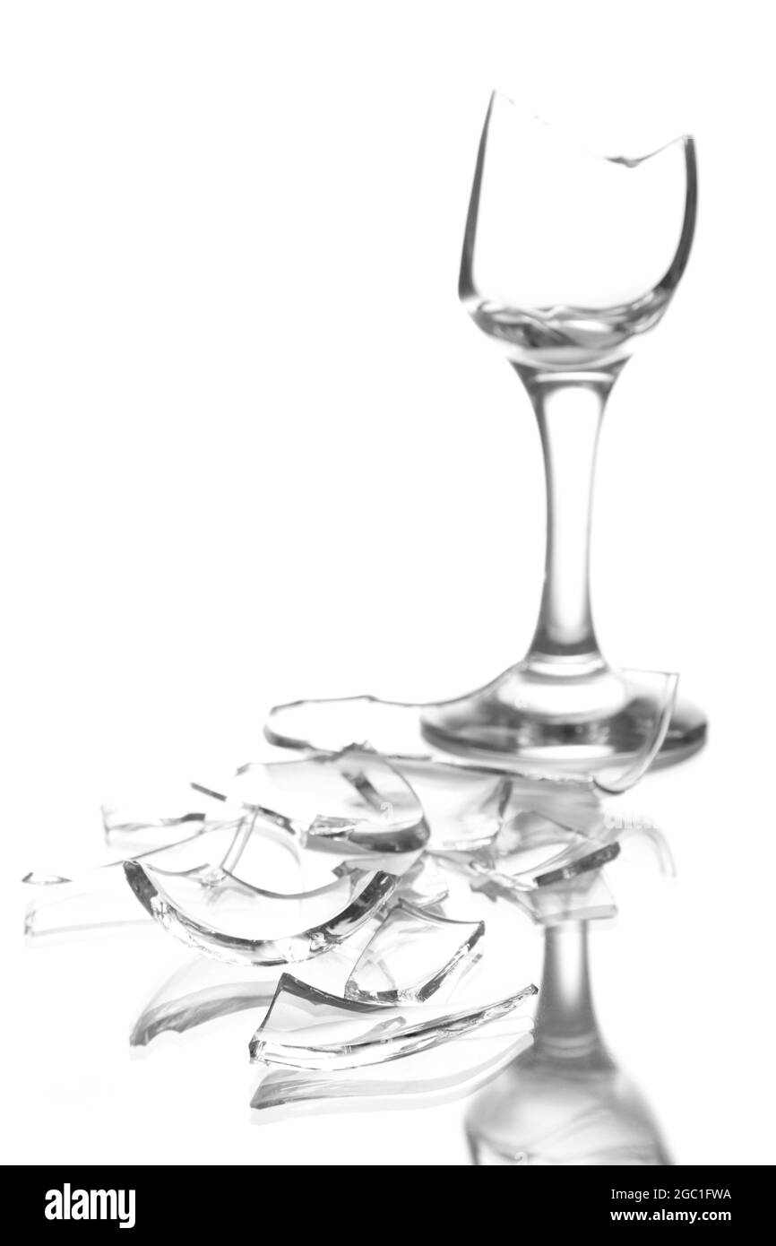Broken wineglass isolated on white Stock Photo Alamy