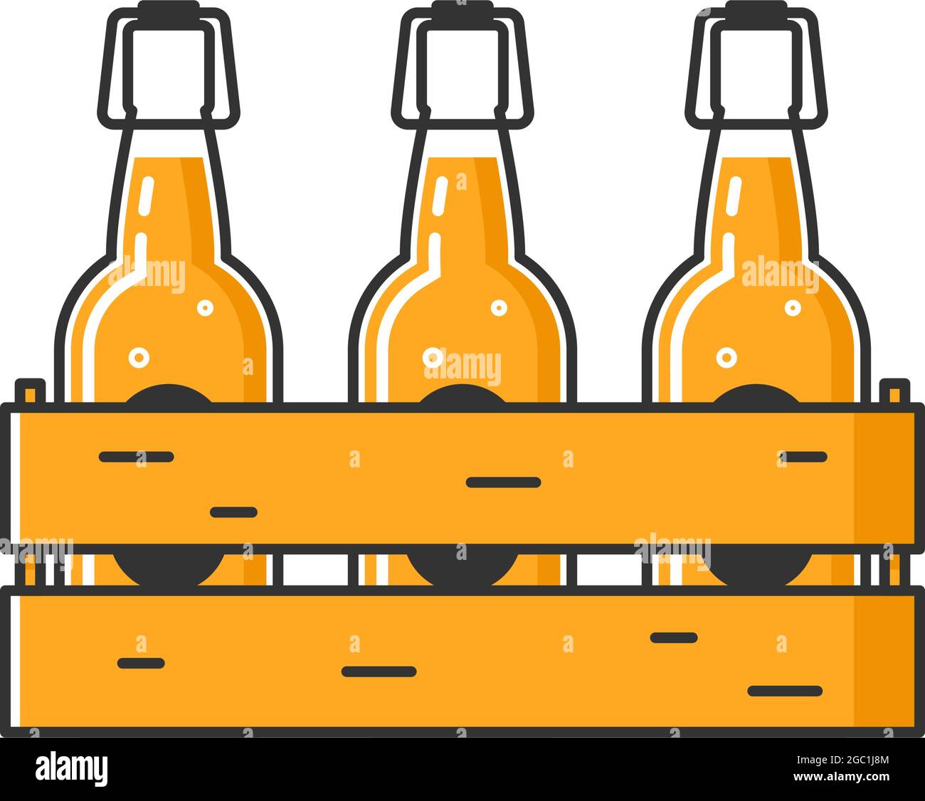 Wooden box with craft beer isolated on white background. Flat vector ...