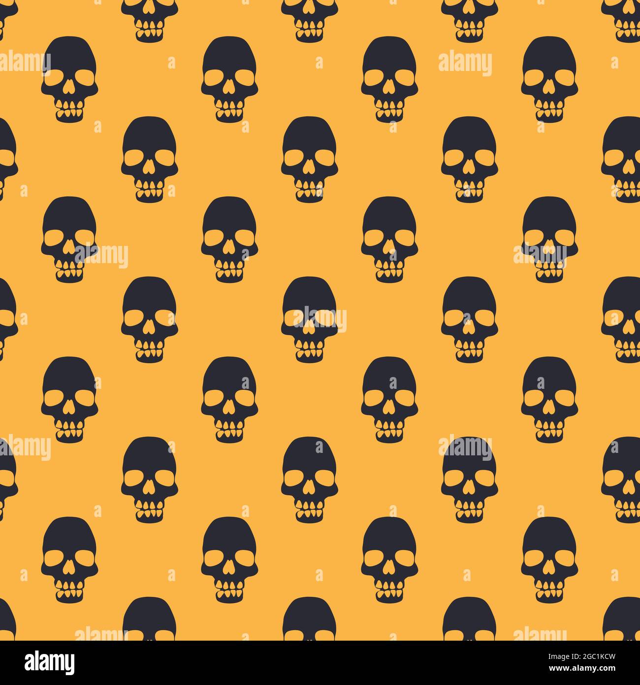 Halloween seamless pattern with stylized human skulls. Stock Vector