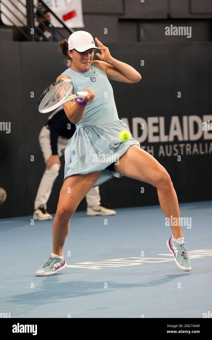 ADELAIDE, AUSTRALIA FEBRUARY 27 Iga Swiatek of Poland plays a shot