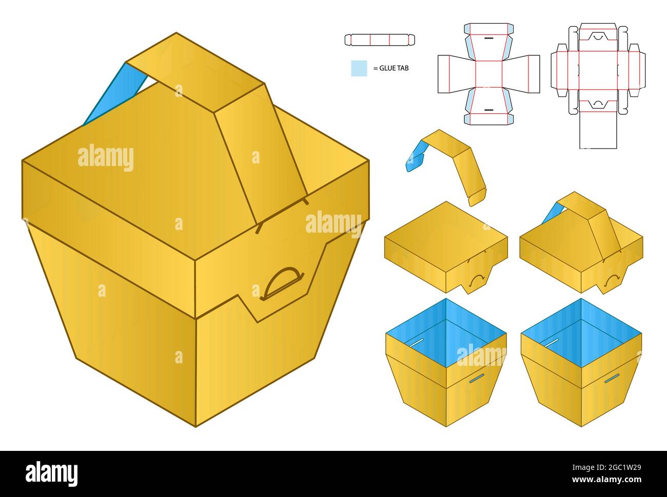 Box packaging die cut template design. 3d mock-up Stock Vector