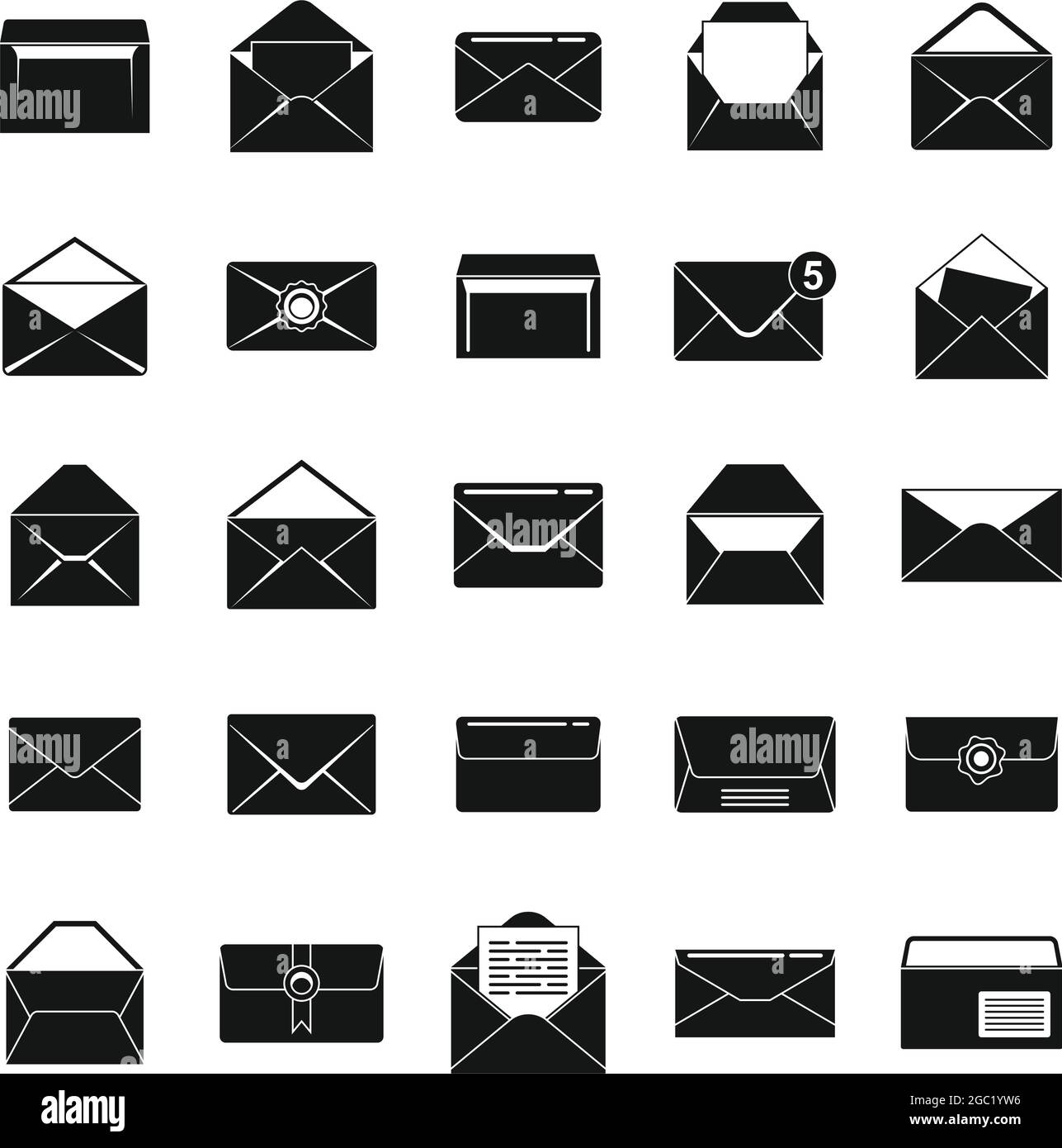 Envelope icons set simple vector. Blank mail. Postal card template Stock Vector