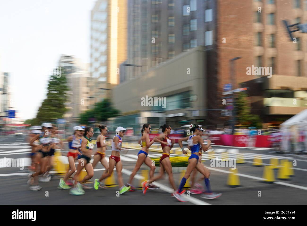 Sapporo, Japan. 6th Aug, 2021. Players compete during the women's 20km ...