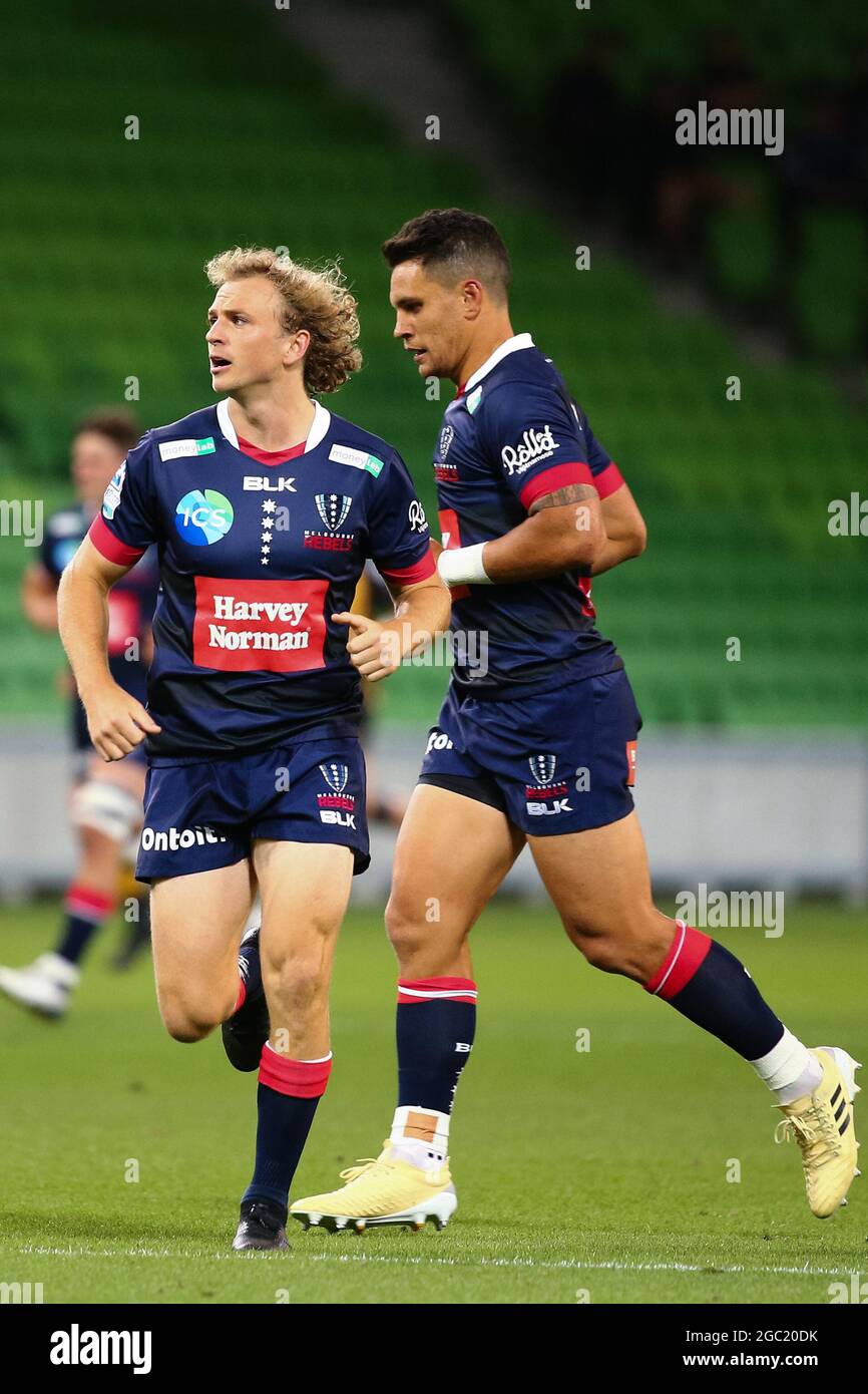9MELBOURNE, AUSTRALIA - APRIL 09: Joe Powell of the Melbourne Rebels during the round eight Super Rugby AU match between the Melbourne Rebels and Western Force at AAMI Park on April 09, 2021 in Melbourne, Australia.  Credit: Dave Hewison/Speed Media/Alamy Live News Stock Photo