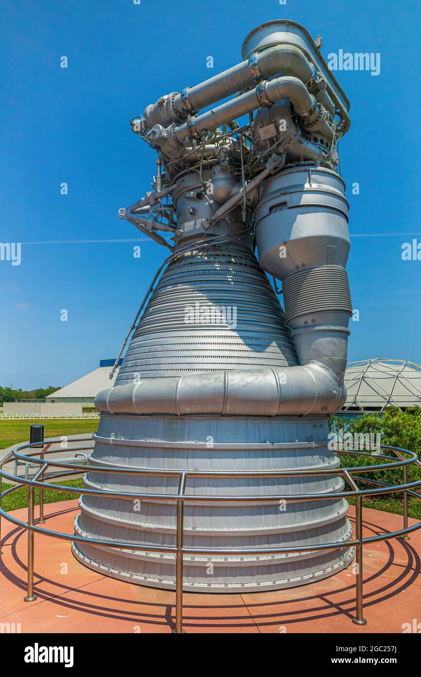 Sturn V Rocketdyne F-1 rocket engine of the first stage of the Saturn V Stock Photo