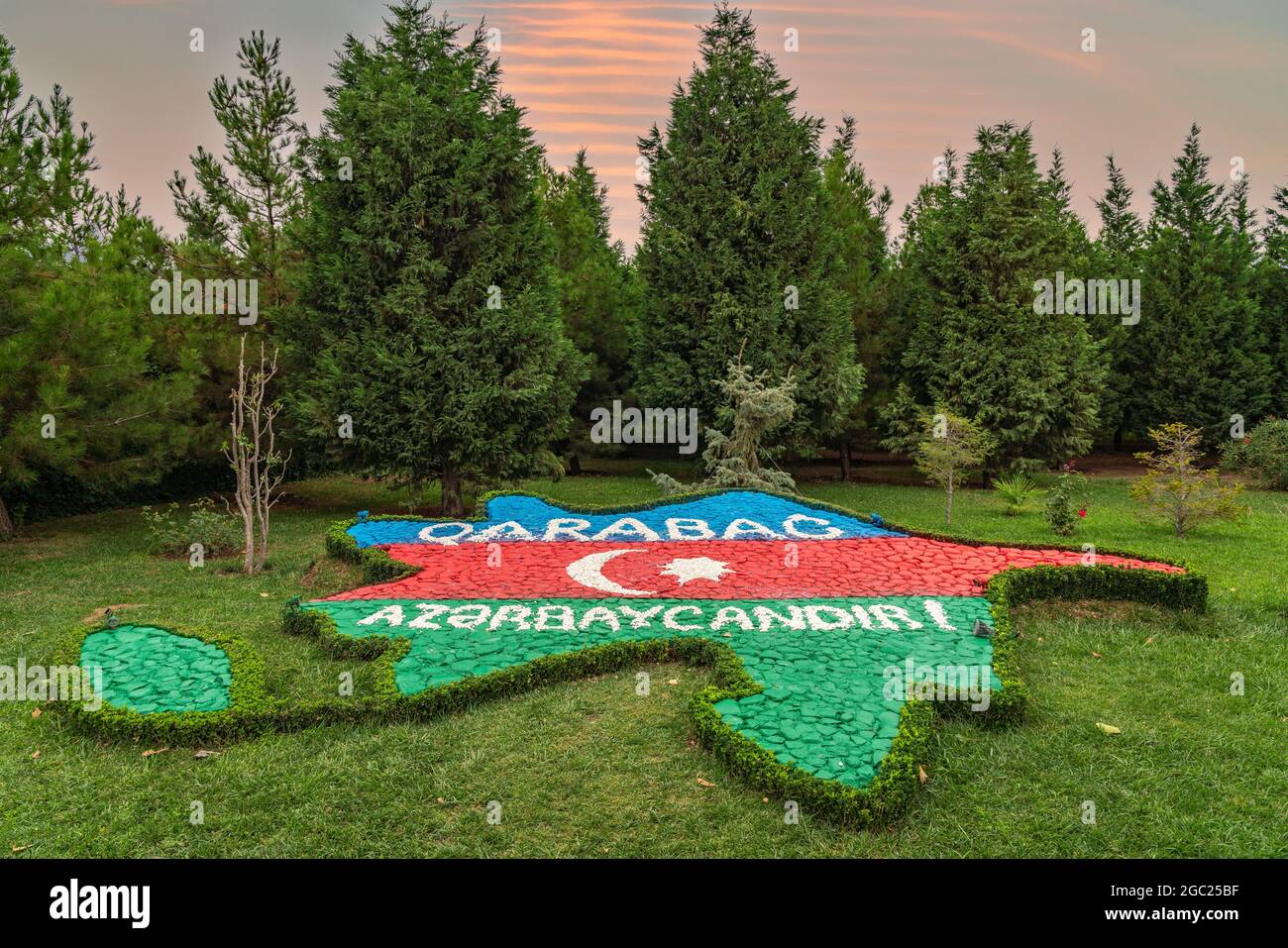 Map of Azerbaijan Republic in park Stock Photo