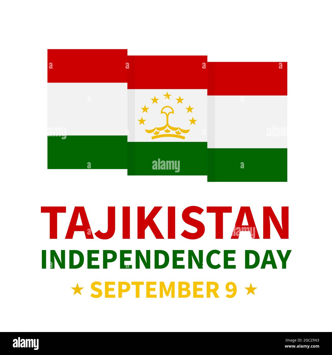 Tajikistan Independence Day lettering with flag. National holiday