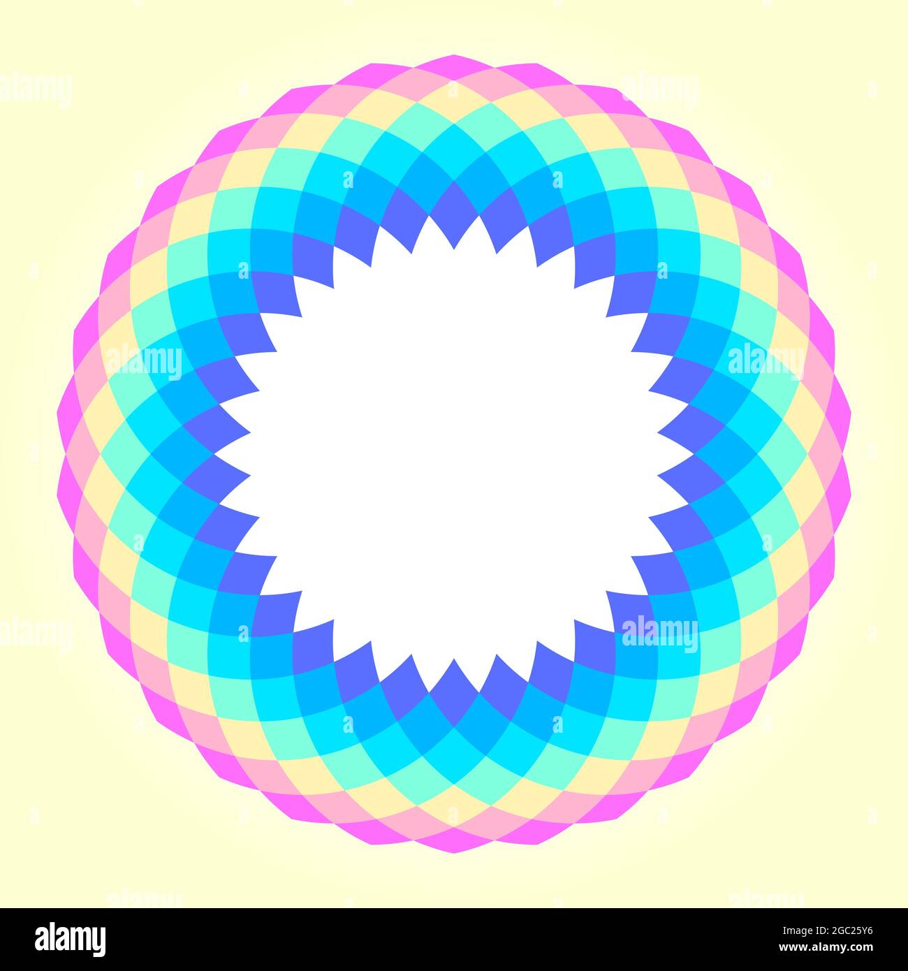 Simple rainbow colored circular mandala design, vector illustration. Abstract round geometric frame Stock Vector