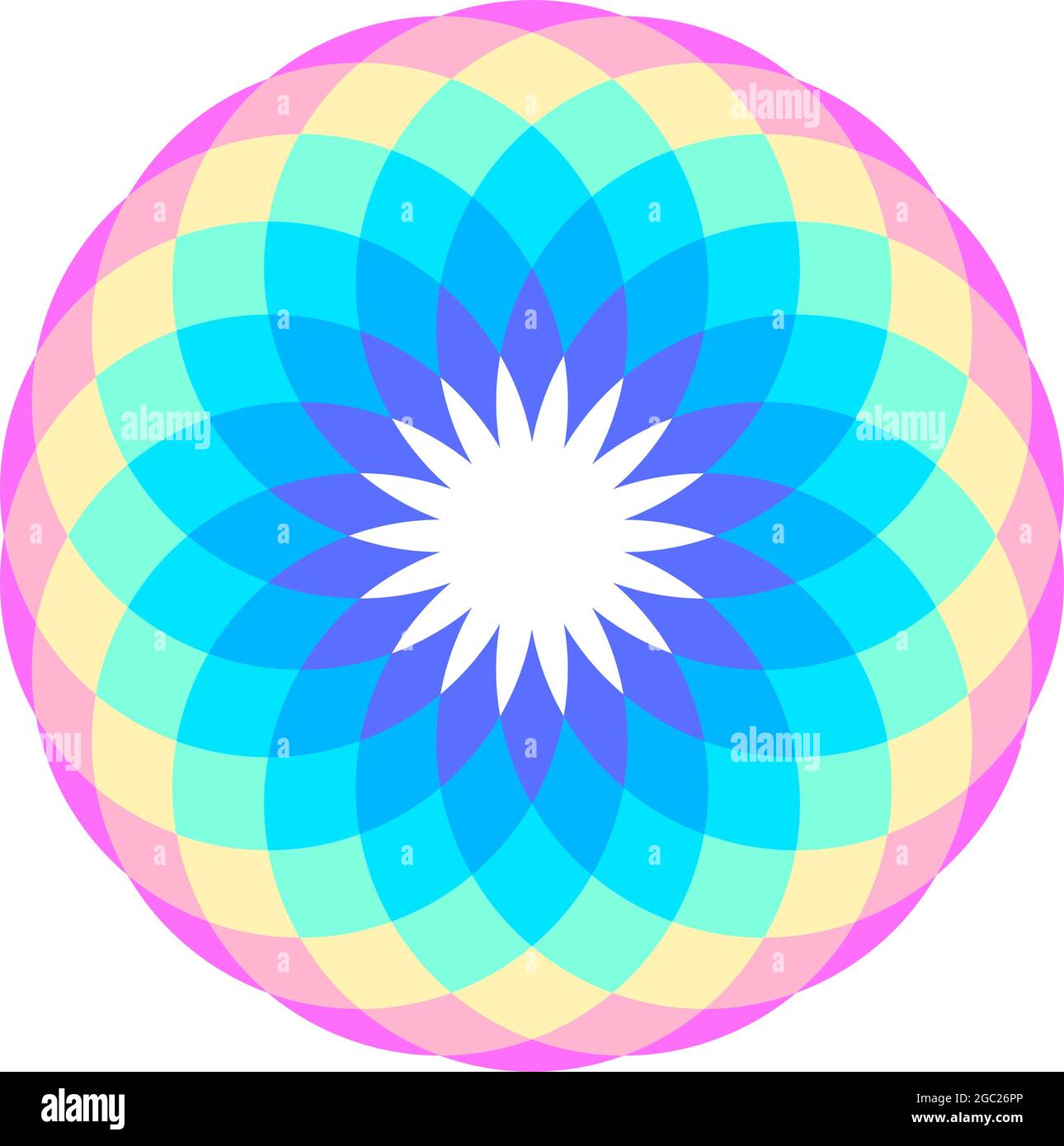 Simple rainbow colored circular mandala design, vector illustration. Abstract round geometric frame Stock Vector
