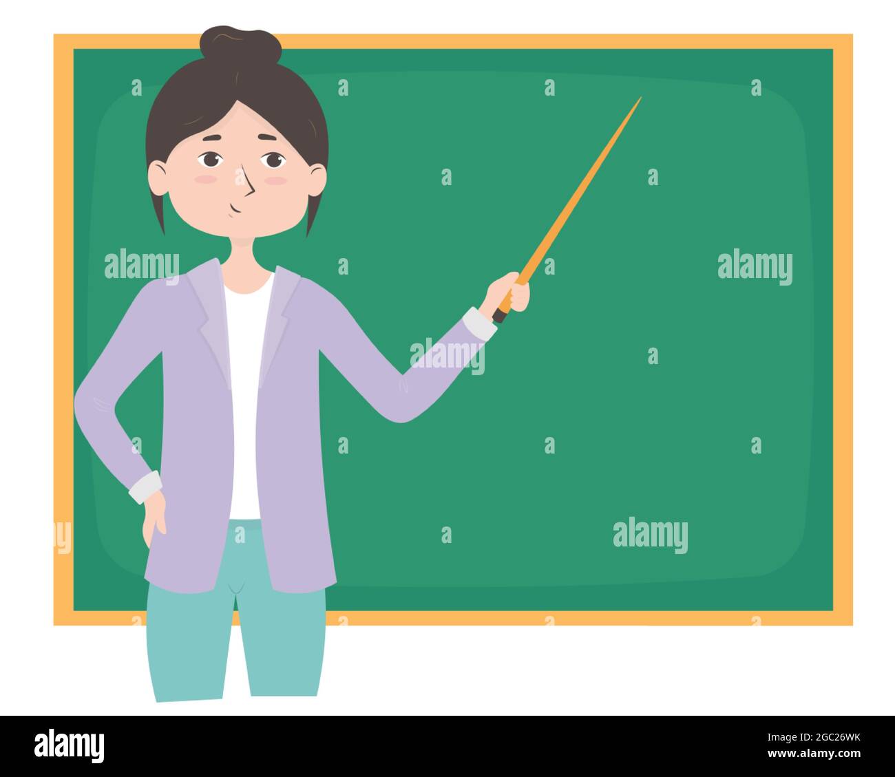 Cute Cartoon Teacher Girl With A Pointer Stock Vector Image And Art Alamy 1989