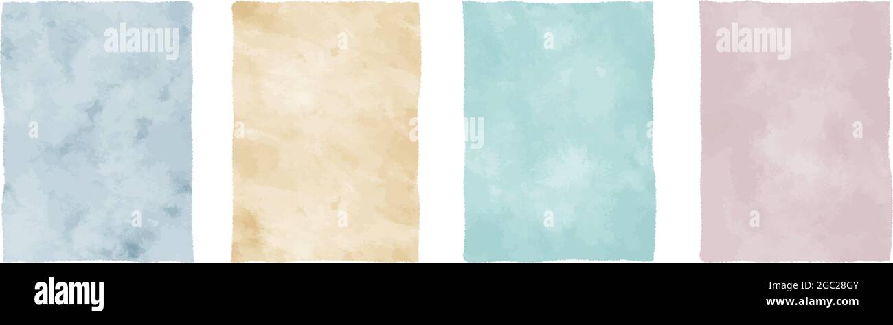 set of watercolor vector backgrounds, pastel colored aquarelle textures Stock Vector