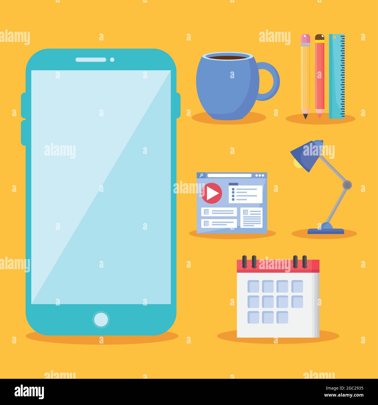 smartphone with office icons Stock Vector Image & Art - Alamy