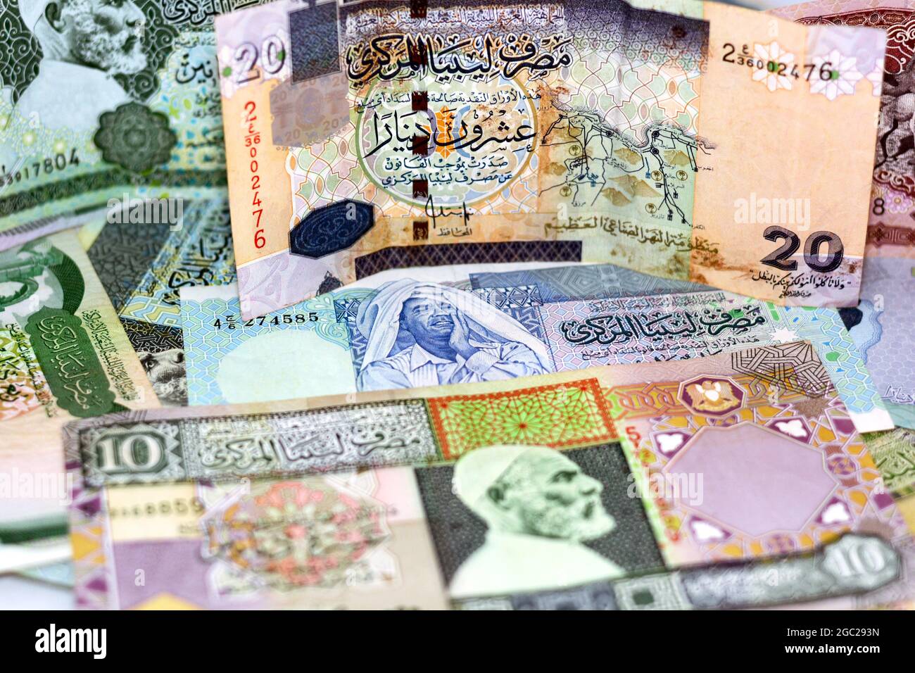 Background of Libyan money dinars banknotes, Old Libyan money banknotes
