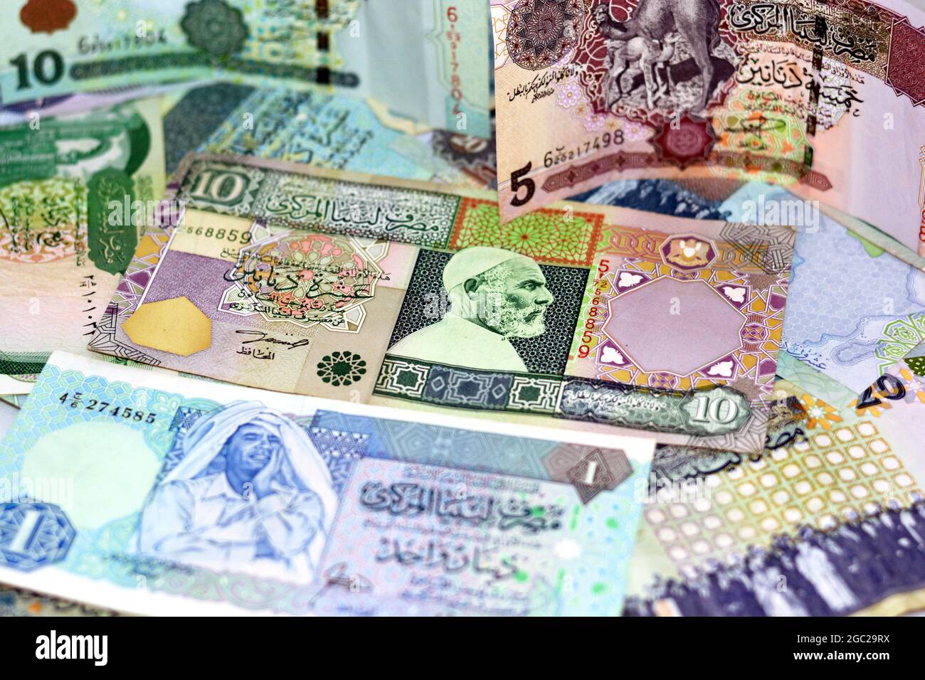 Background of Libyan money dinars banknotes, Old Libyan money banknotes