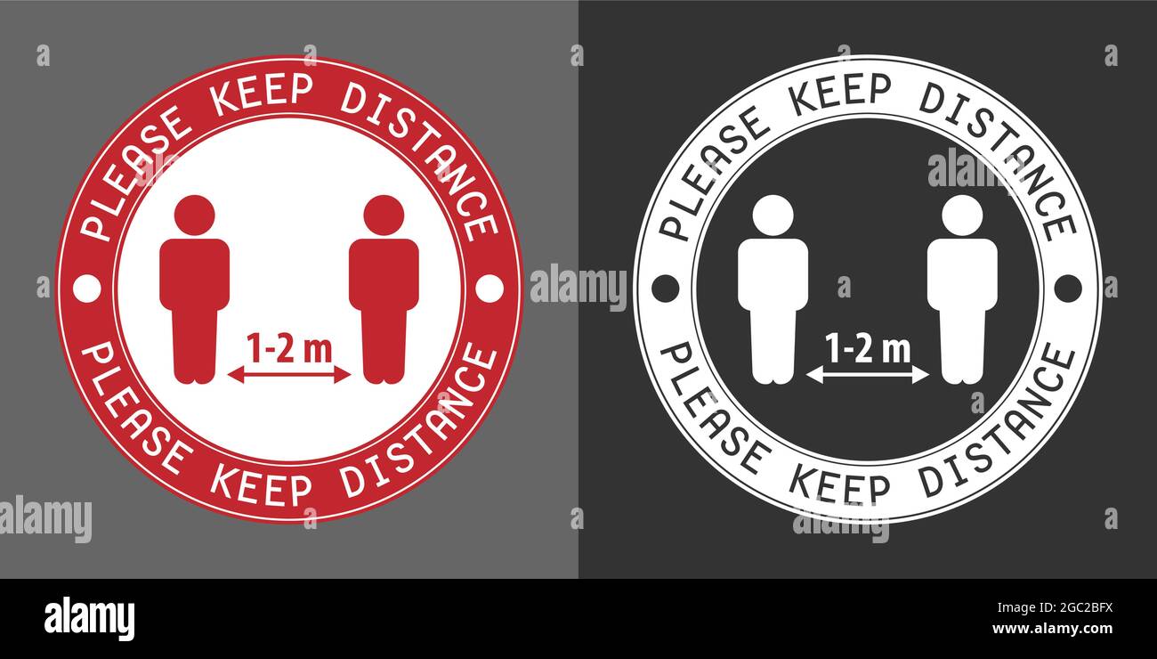 A sign warning about the observance of social distance. Flat style ...
