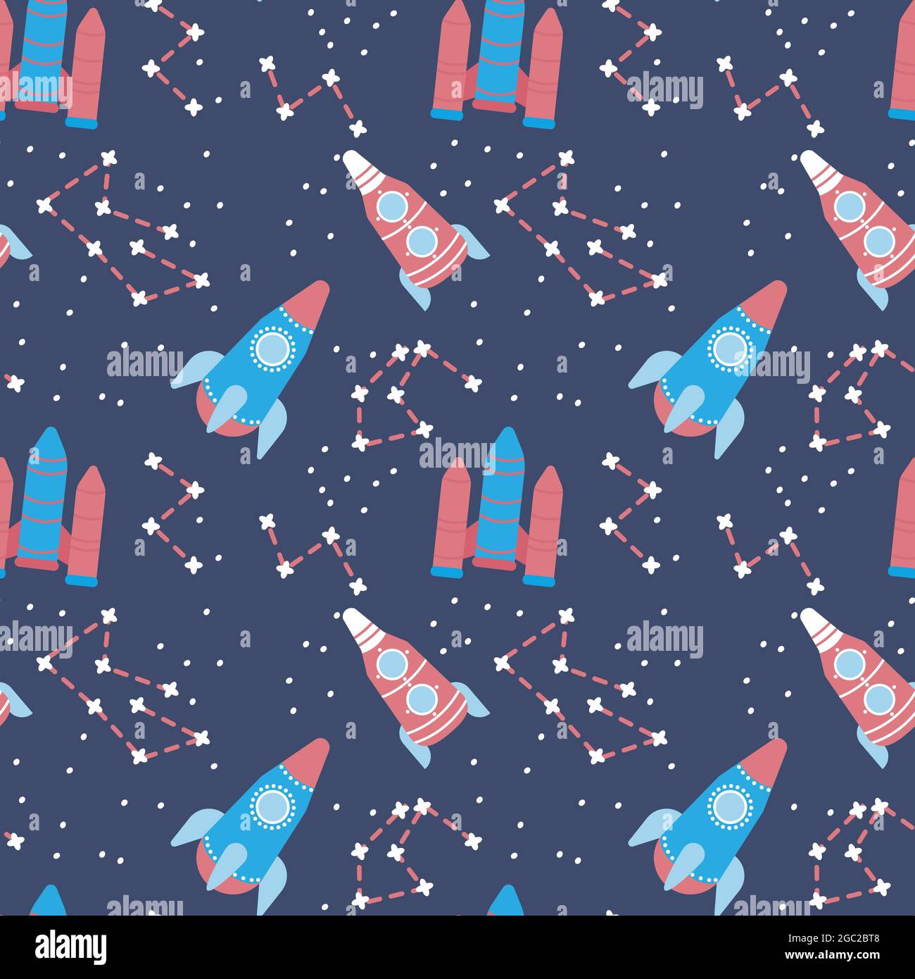 Funny rockets seamless pattern vector illustration. Universe background ...