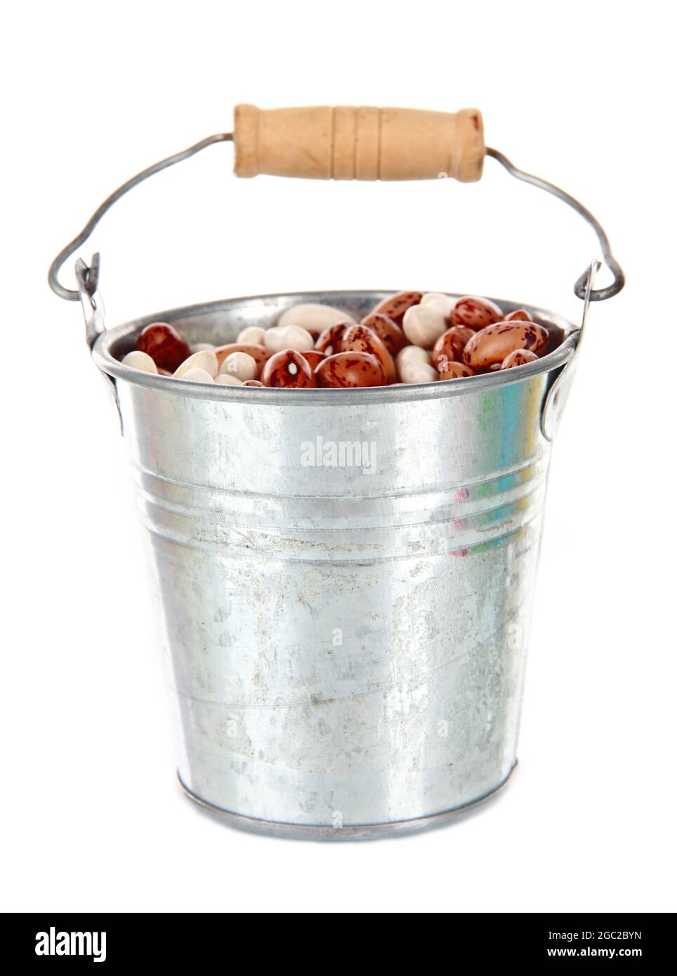 Bucket with beans isolated on white Stock Photo Alamy