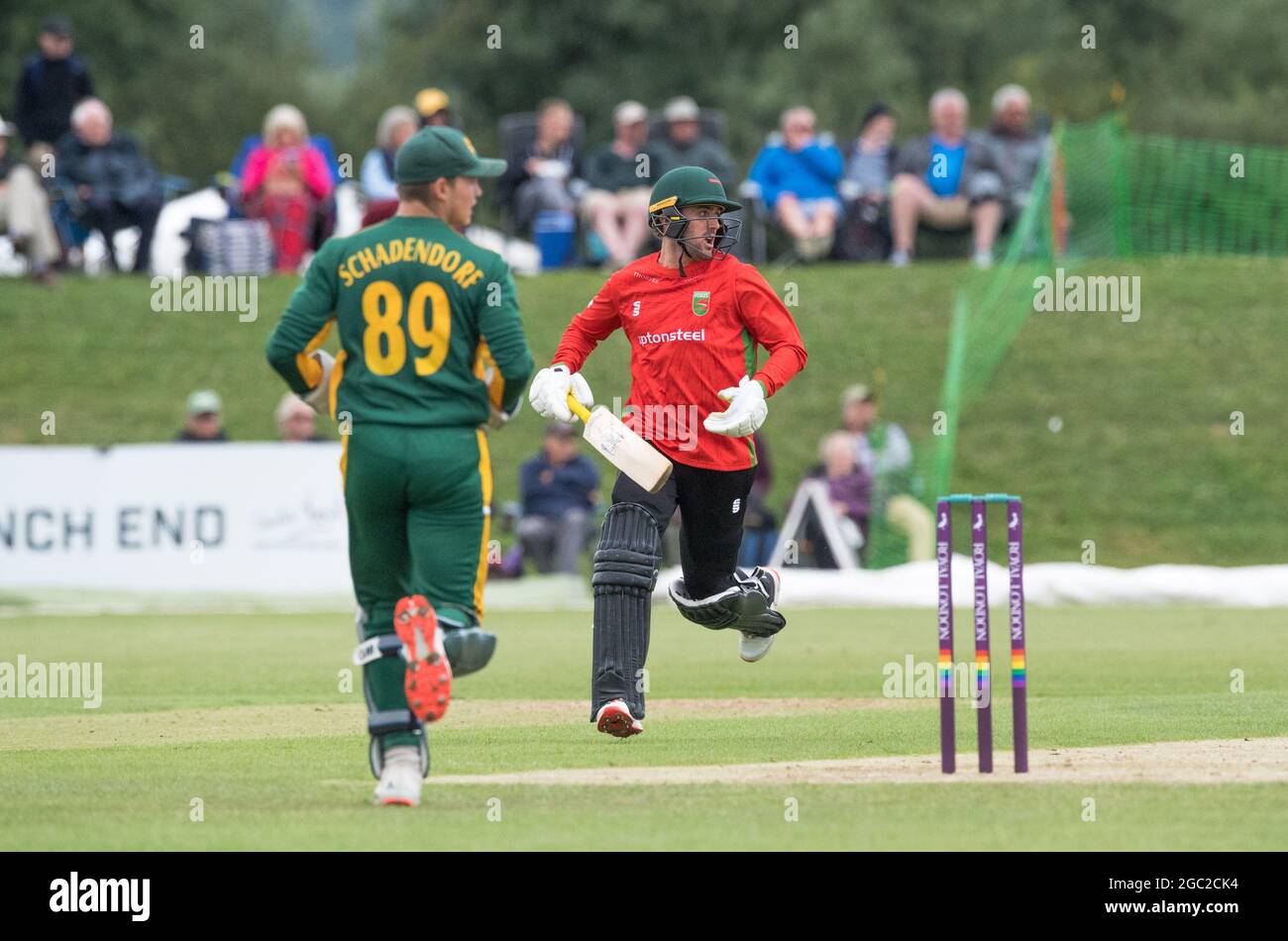 Group B Nottinghamshire Outlaws take on Leicestershire Foxes at the John Fretwell Sporting Complex in the Royal London One-day Cup, 2021. Stock Photo