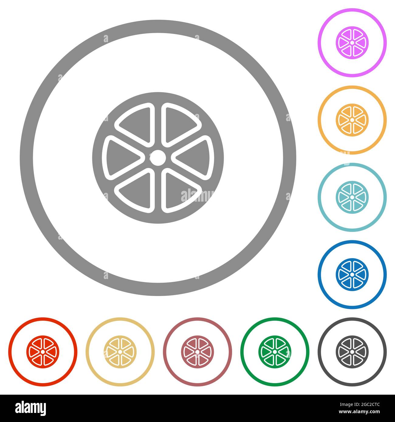 Lemon slice alternate flat color icons in round outlines on white ...