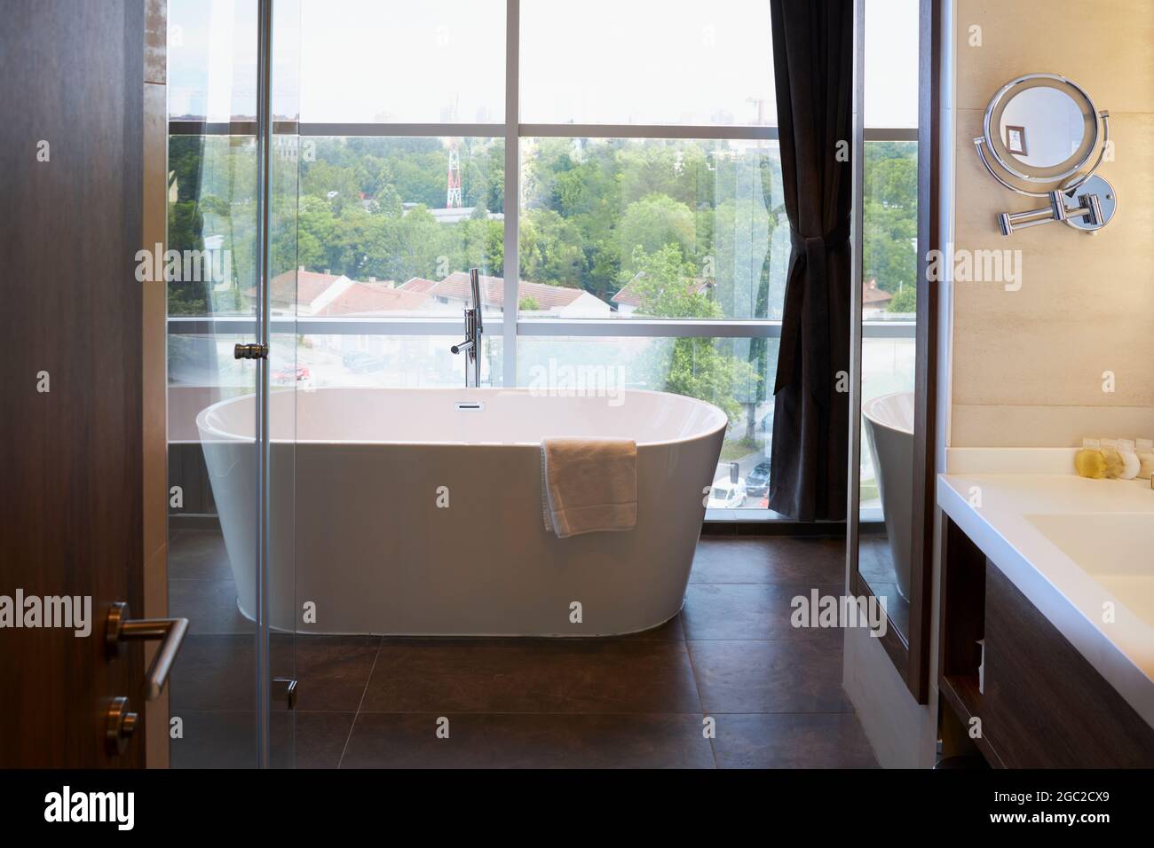 Expensive bathtub in a bathroom Stock Photo