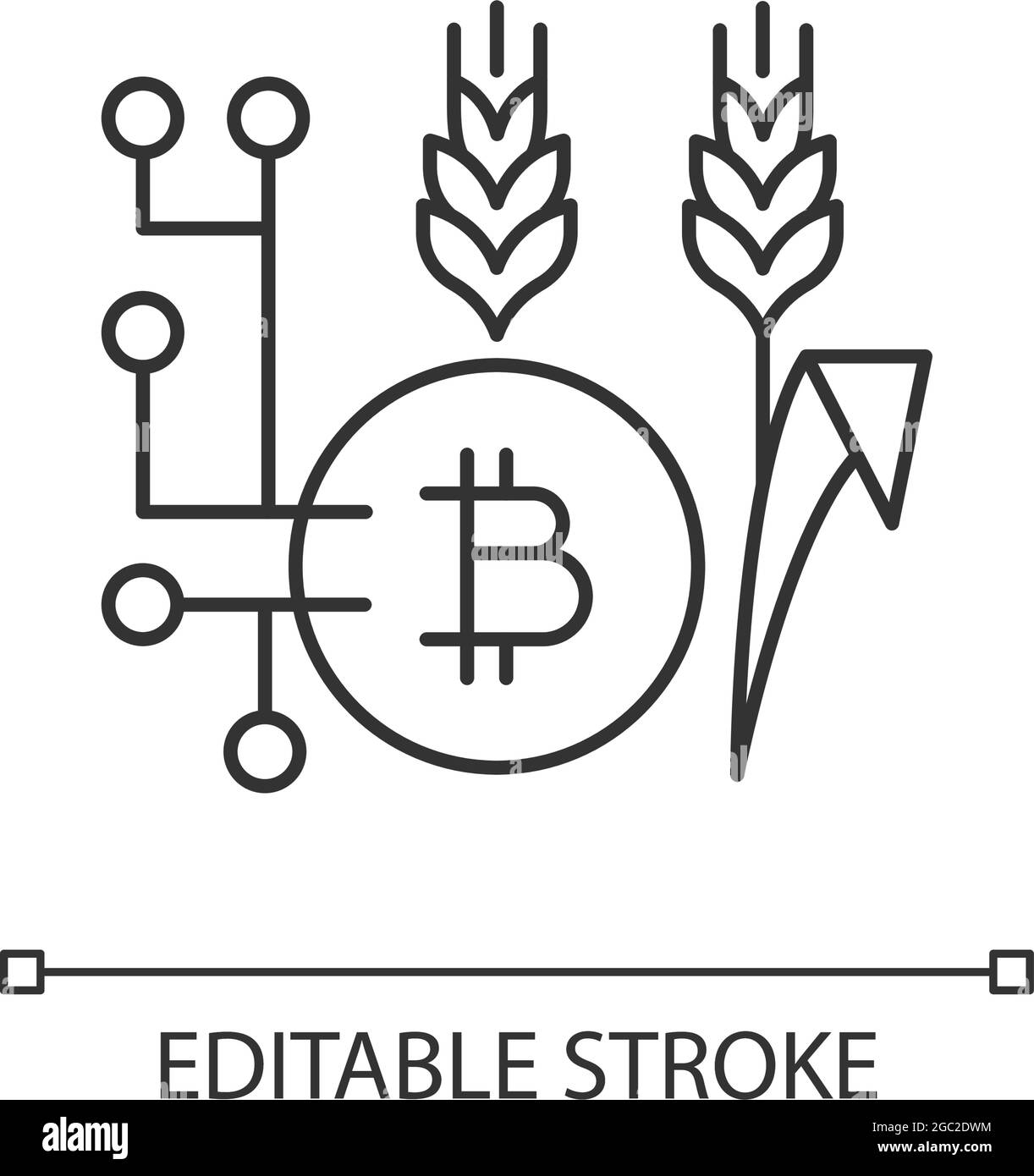 Blockchain technology in agriculture linear icon stock vector image